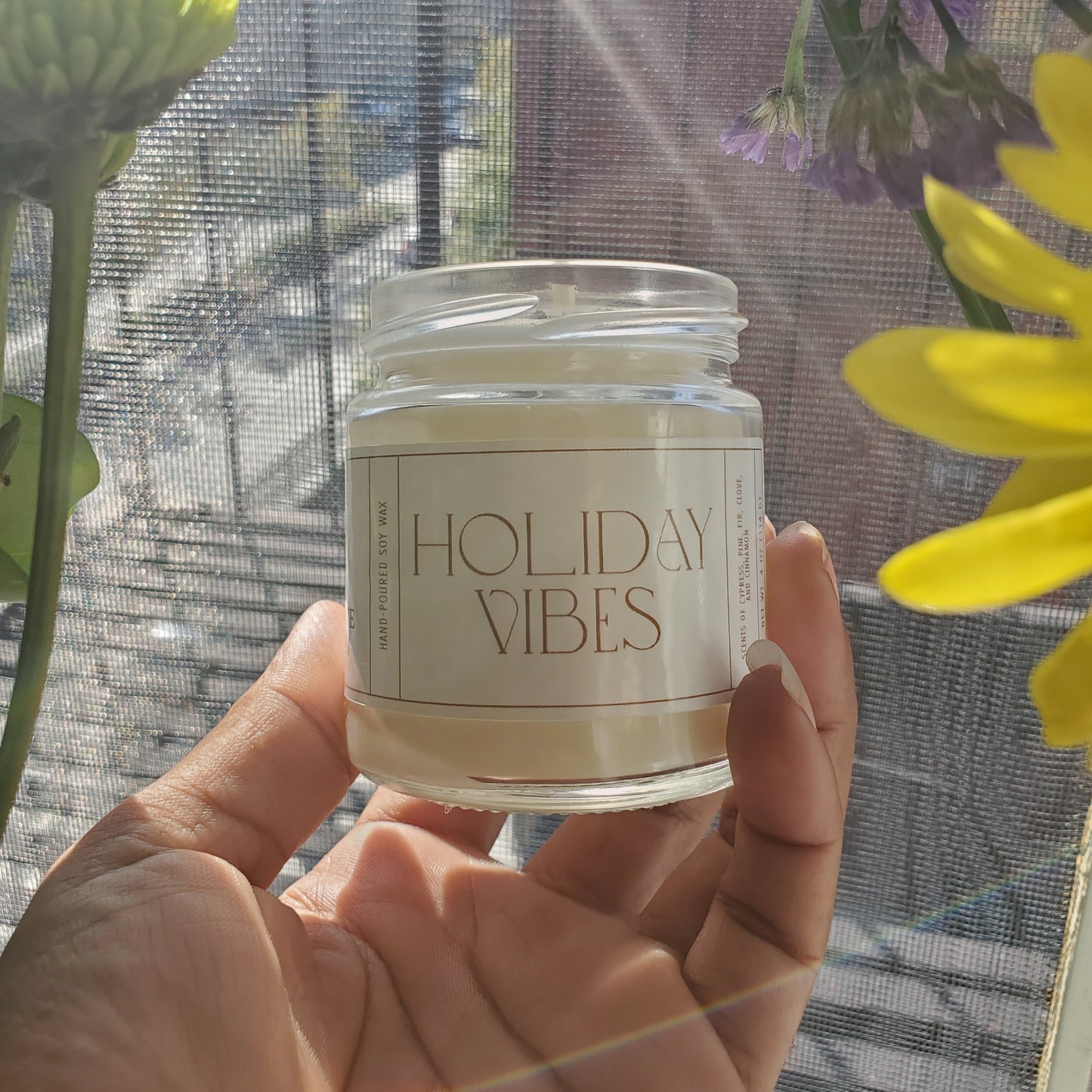 Holiday Vibes, Pine and Cinnamon Soy Candle, 4 oz