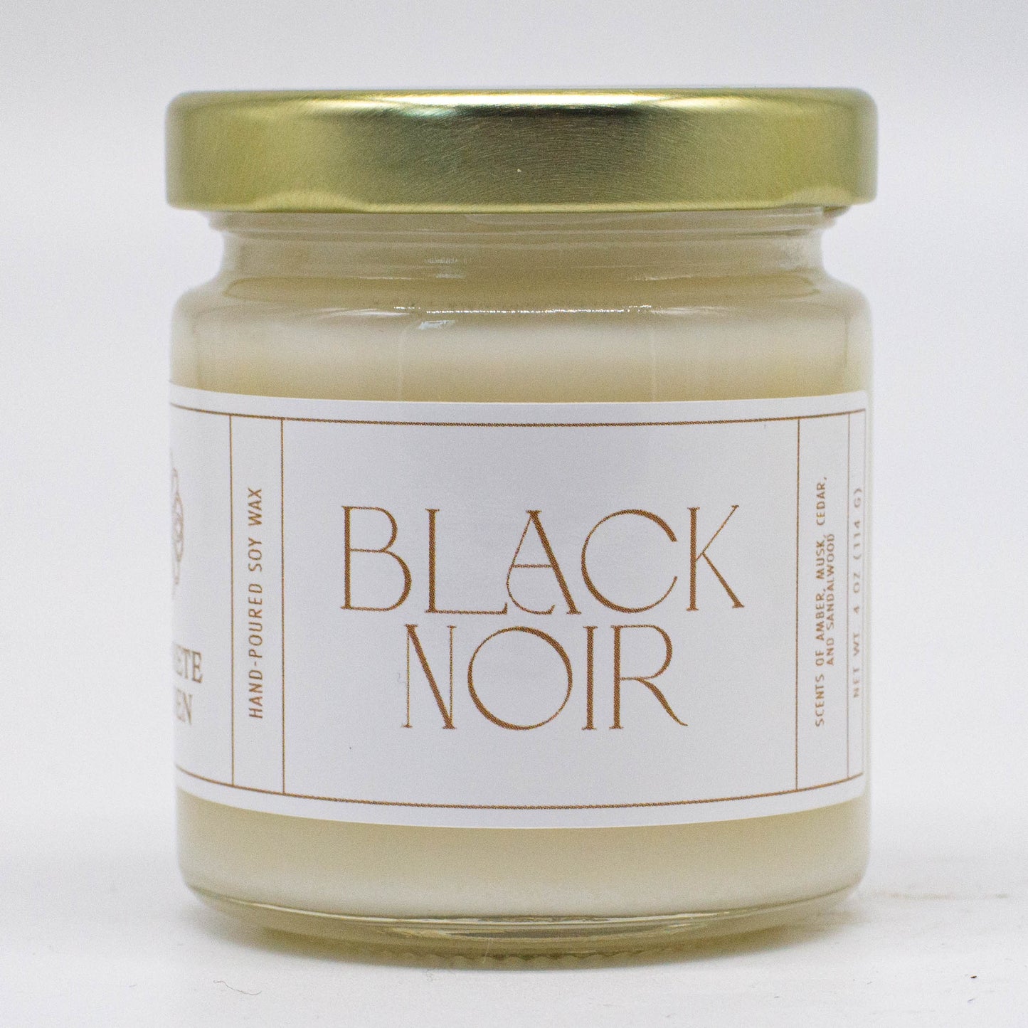 Black Noir, Amber and Musk Soy Candle, 4 oz