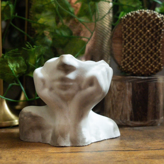 Concrete Candle Decor - Brown & White Marble Vessel/Dark Horse - Tonka and Amaretto Scent