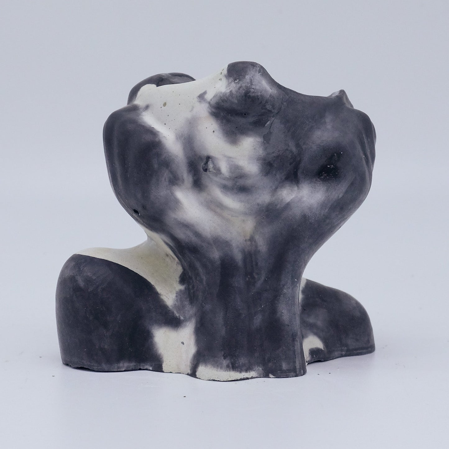Concrete Candle Decor - Brown & White Marble Vessel/Dark Horse - Tonka and Amaretto Scent