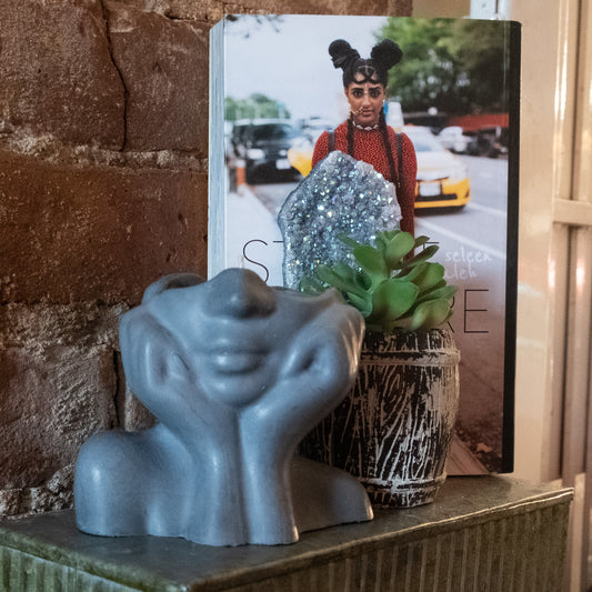 Concrete Candle Decor - Gray Vessel/ Tea Blossom - White Tea & Thyme Scent