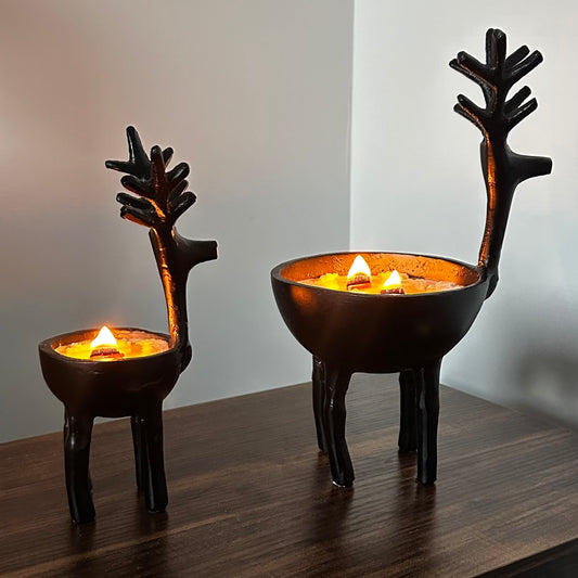 Black Reindeer Candle Set