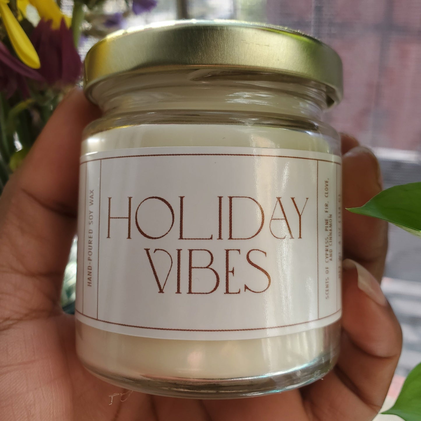 Holiday Vibes, Pine and Cinnamon Soy Candle, 4 oz