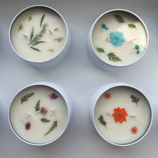 Mystery 6 oz Customizable Floating Pressed Flowers Scented Candle