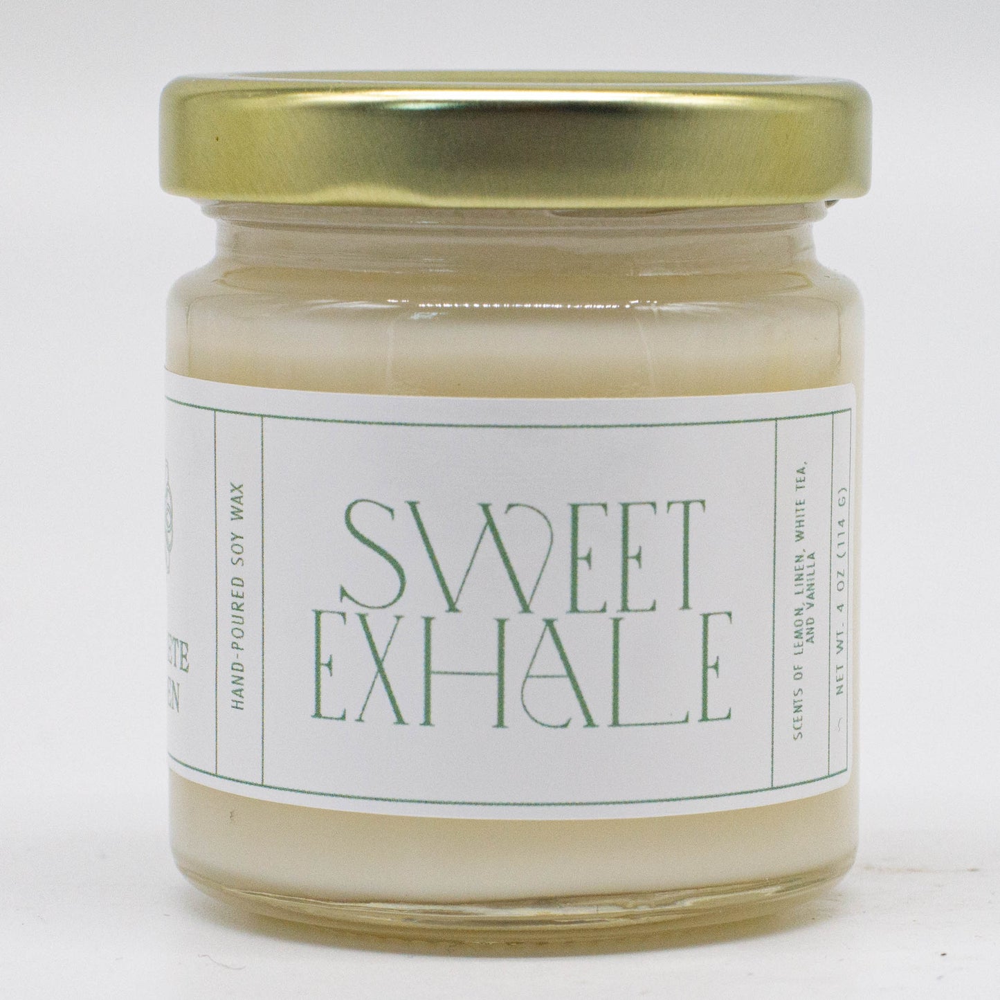 Sweet Exhale, Linen and Lemon Soy Candle, 4 oz